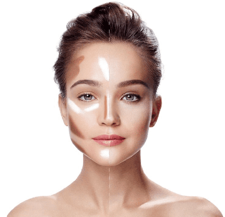 Highlighting of the cheekbones: cheekbone shape correction methods